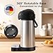 Airpot Coffee Dispenser 102 oz (3L) with Pump, Drip Tray, Cleaning Brush, and Beverage Label - Stainless Steel Insulated Carafe - 24 Hour Heat Retention - 36 Hour Cold Retention - 3 Gifts are included