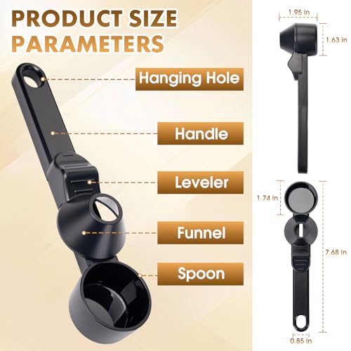 Coffee Scoop with Funnel for Ground Coffee, Protein Powder & Tea, for Reusable K-Cup Refillable Pods, 2 Tablespoon Mess-Free, Funnel Design Prevents Spills (Black, 1 Pack) - Image 3
