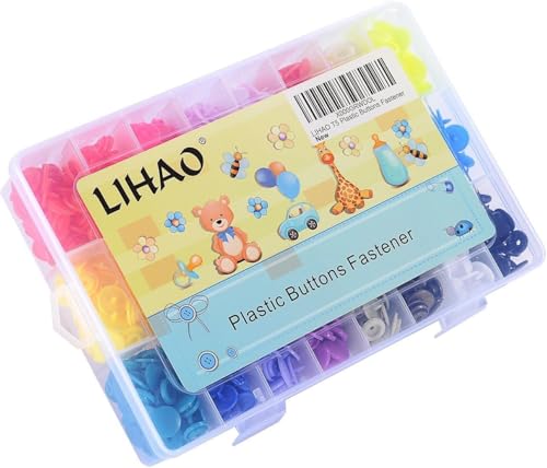 LIHAO T5 Druckknöpfe Nähfrei 360 Set in 24 Farben Buttons für DIY Basteln Scrapbook