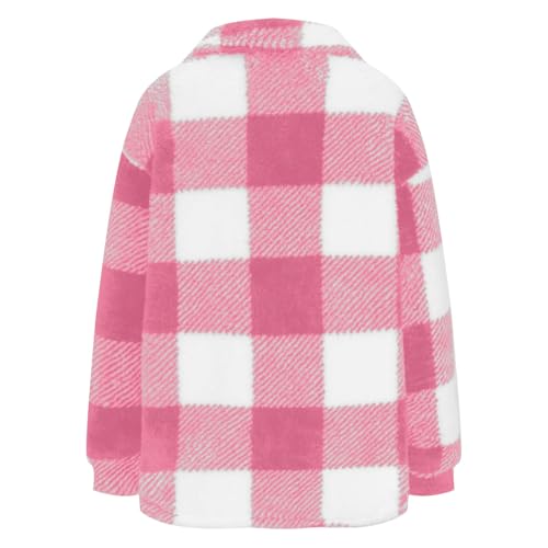 Women's Flannel Plaid Shacket with Pockets Fuzzy Long Sleeve Button Down Shirts Jacket Coats Fall Winter Outfits3