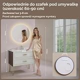 Lustro łazienkowe LED 60 cm okrągłe S'AFIELINA, lustro z LED do łazienki, lustro łazienkowe z oświetleniem LED, antypara, ściemniane, 3 barwy światła, pamięć, IP65