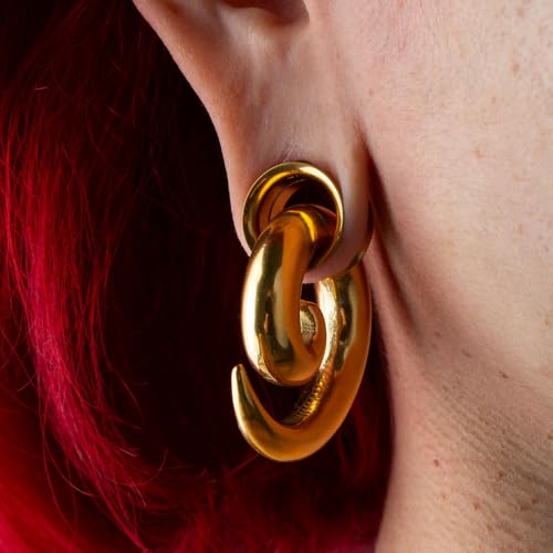 Pierced Owl - Gold Plated Stainless Steel Double Flared Tunnel Plug Earrings, Sold as a Pair3