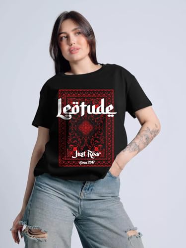 Image of LEOTUDE Women's Short Sleeve with Round Neck, Oversized Longline Drop