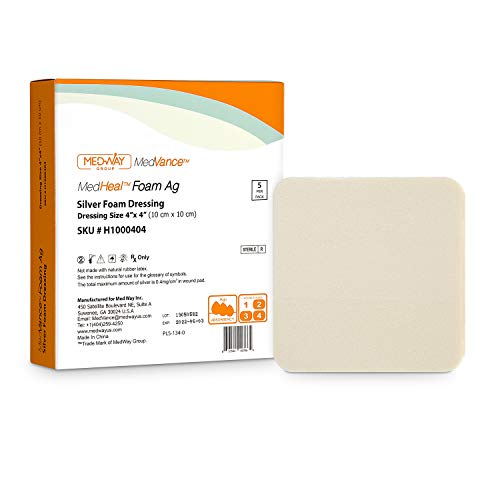 Silver Foam Ag Sterile Highly Absorbent Antibacterial Dressing w/o PU Backing, 4