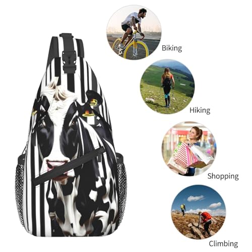 Morrales tipo sling estampado negro y blanco para senderismo miniatura 7