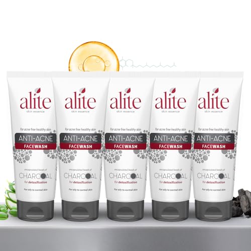 Image of Alite Anti-Acne Face Wash with Black Charcoal Beads | Acne Prevention & Detoxification | Dermatologically Tested (100 g (Pack of 5))