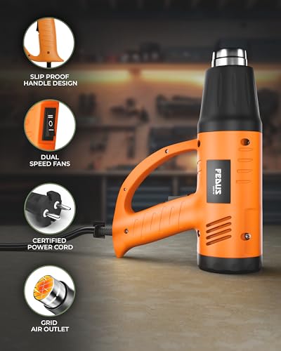 Image of FEDUS Heat Gun Hot Air Gun Temperature Machine 2000W, 2 Temp Settings Great for industrial use & Crafts, Removing & Drying Paint, Shrink Tubing /Wrapping Packing, Bend Plastic Pipes, Epoxy Resin