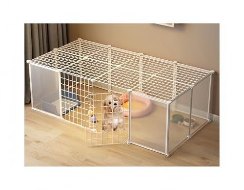 Qztuory ペット ペットサークル 犬用 室内ペット 折りたたみサークルペット 透明ペット 組み立て簡単 複数の組み合わせ 軽量で持ち運び可能 折りたたみレイアウトで屋内/屋外での使用に最適 (4列、1層、上部の2列(147*74*47cm))