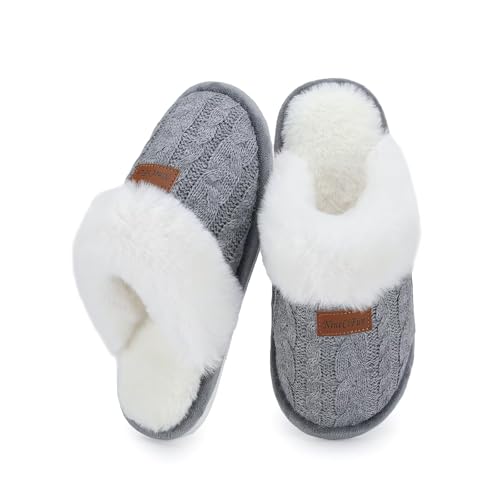 Women's Fuzzy Memory Foam Cozy House Slippers with Soft Faux Fur Lining3