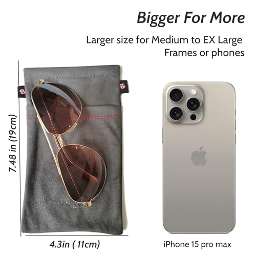 Image of Large Double Microfiber Suede Pouch, Soft Squeeze Top Eyeglasses /Sunglasses Phone Pouch Cases(1)