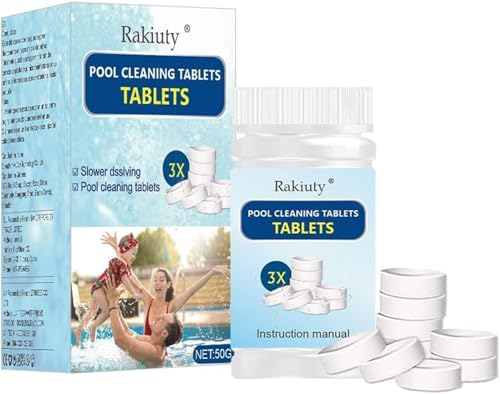 Pool Cleaning Tablets, Chlorine Tablets for Swimming Pool, for Swimming-Pool Spa Hot Tub, Keep Water Clean, 50g