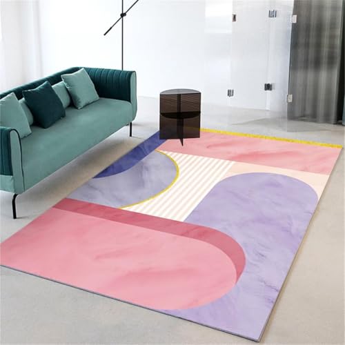RUGMRZ Alfombras Niña 50x80cm Rosa Y Morado, Alfombras Pequeñas Patrones de Rayas Modernas para dormitorios de niñas en la Sala de Estar