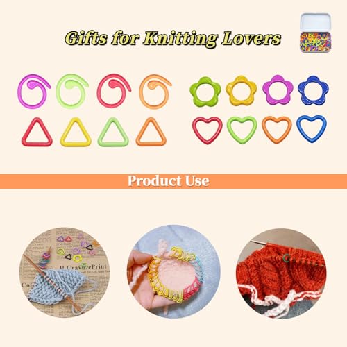 Image of Wonafa 80 Pcs Metal Stitch Markers,4 Styles Colorful Crochet Stitch Markers with Storage Box for Crocheting Clothing Tag DIY Craft Project (Mix 4 Color-80Pcs)