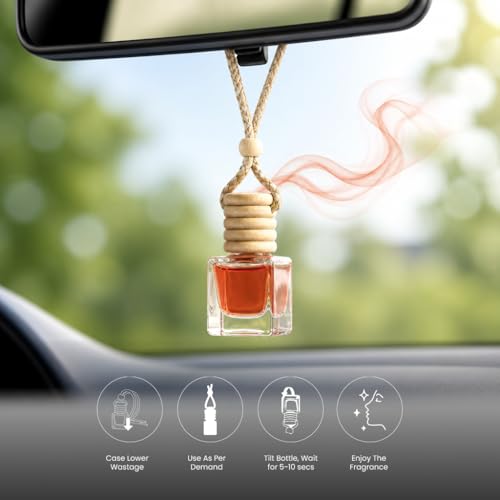 Image of Saffron Drift Car Air Freshener Hanging Perfume | Premium Lasting Car Fragrance | Bergamot, Pineapple, Jasmine, Rose & Musk Aroma | Luxury Car Perfume for Car, SUV, Office & Home | 10ml