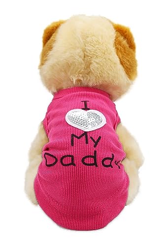 Small Dog Clothes XXS Puppy Dogs Shirt I Love My Mom Mommy Dad Daddy Dog T Shirts for Small Dogs - Image 3