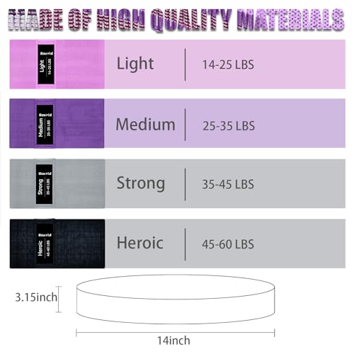 Image of Resistance Bands for Working Out, 4 Levels Exercise Bands for Women & Men, Elastic Workout Band for Physical Therapy, Fabric Booty Band for Gym, Yoga, Pilates, Leg Training