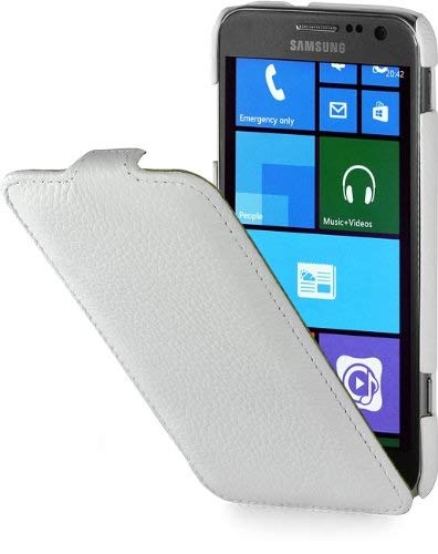 STILGUT Exklusive Ledertasche UltraSlim Hülle passend für Samsung Ativ S I8750 in Weiß