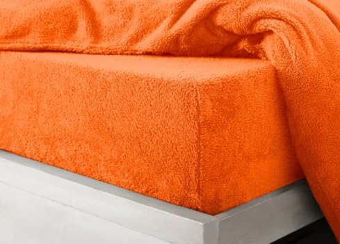 HOMES-LINEN Teddy Fitted Sheet Extra Deep 30cm Deep Fitted Bed Sheet Soft Cosy Warm Teddy Bed Sheet (Tangerine, King) — image 1