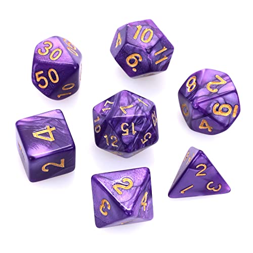 Zestaw kości Dungeon and Dragons, 7 szt., fioletowa, mgławica, kości wielościenne, RPG, gry stołowe, D&D D20, D12, D10, D8, D6, D4, fioletowe
