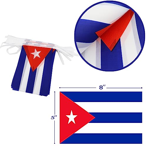 Image of Cuba String Flag Pennant Banner - 38 Flags, 42 Feet Small Mini Cuban Flags Bunting Banner for Country Decoration, School, Party, Sports Events