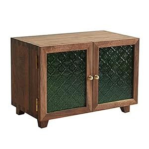 zyr Schwarzer Walnuss-Lagerschrank Doppelglas-Tür Kleines Schrank Staubfestes Kaffee-Schrank Holztisch-Top-Finishing-Theke-Top-Schrank Pantry-Speicher