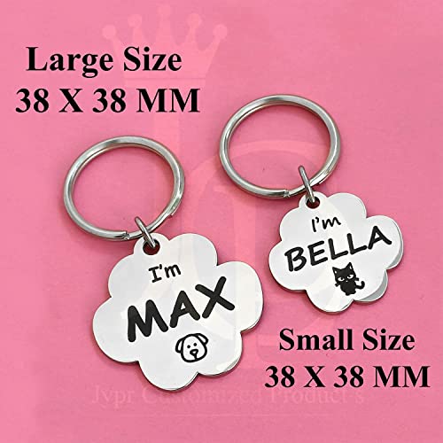 Image of Jypr Customized Pet ID Tag Personalize Black Engraved Name Collar Tag for Your Loving Pet Dog, Cat, Puppy, Horse (Paw Shape Tag with Little Paw Charm)