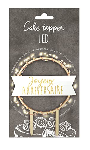 Scrapcooking – Cake Topper LED 'Happy Birthday' – beleuchtete Dekoration aus Holz für Kuchen, Torten, Gebäck, Kuchen & Desserts – Ornament Zubehör Party – 4960