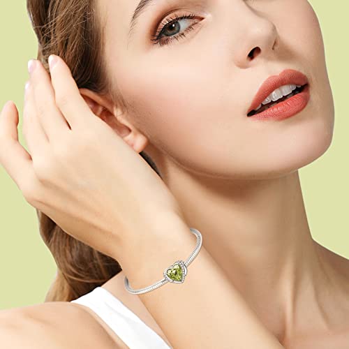 NINGAN Birthstone Charms for Bracelets, Angel Wings 925 Sterling Silver Love Heart Bead Pendant Engraved Symbolizes, Happy Birthday Mother's day Jewelry Gifts for Women3