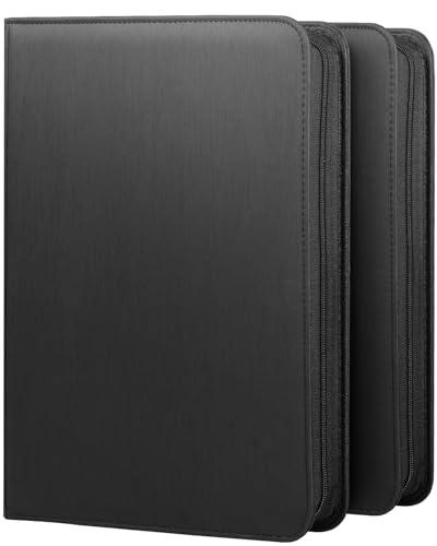 Lzerking 2 Pack Card Binder 1080 Capacity Set with Zipper | 30-Page Per Binder with 9-Pocket Pages PU Leather Card Organizer Storage for Trading Cards, Sports Cards, Game Cards(black)