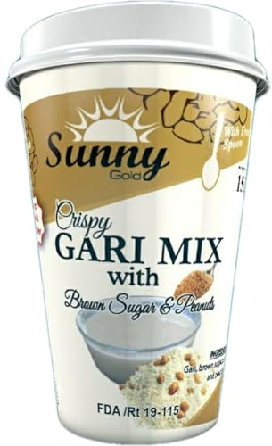 Sunny Gold Gari Mix with peanut in a Cup 150g Cassava Grits - Free Spoon