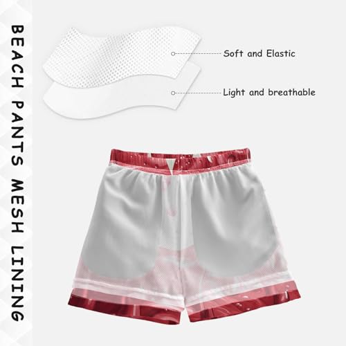 Pigsaly Boys Swim Trunks Cherry Red Strawberry Cake Ice Cream Boys Board Shorts Swimsuit Swimwear Summer Bathing Suit 2T4