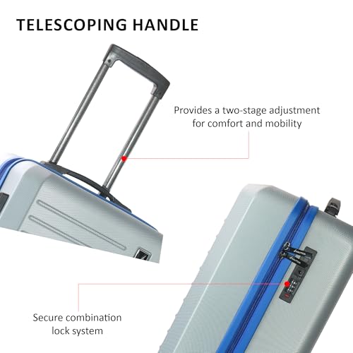 Image of Nautica Trolley Luggage Bag 20 inches - Lightweight | ABS Hardshell Material|Trolley with 4 Spinner Wheels and Resetable Combination Lock | Unisex | Small Cabin Trolley Bag for Men & Women, Silver