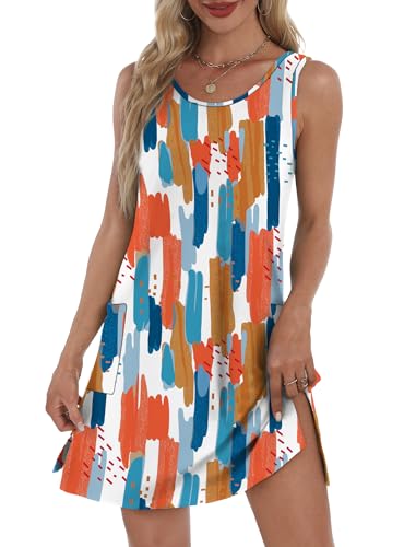 Image of BKRIVE Coverup Summer Dresses for Women 2026 Eyelet Casual Loose Sleeveless Sundresses Tank Dresses with Pockets