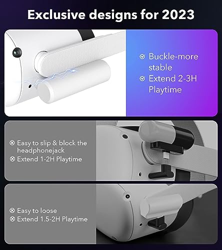 YRXVW Battery Pack Compatible with Oculus/Meta Quest 3/2/Pro, Portable Fast Charging Vr Battery Pack, Light Weight 3300mah Power Black Bank Battery Accessories for Oculus Extra 2-3h Gametime (White)