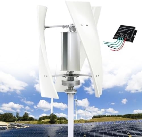 Kit generador de turbina eólica con Controlador de Carga, Equipo productor de Electricidad Vertical, Kit generador de turbina eólica de Eje Vertical Mejorado de 12000 W: Sistema de energía e