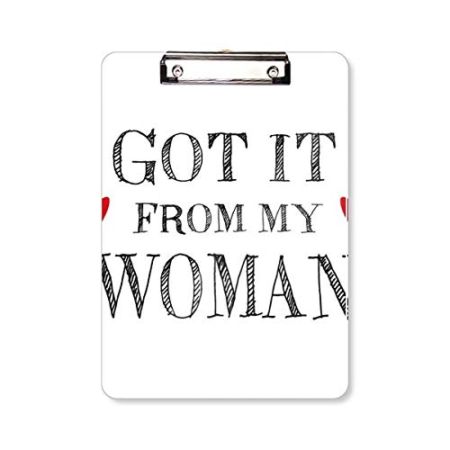 Porte-bloc Valentin A4 Got It From My Woman en bois rigide avec pince