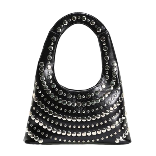 Fiorky-Bolso de hombro con tachuelas de PU para mujer, bolso de hombro con remaches de gran capacidad, cierre de cerrojo, bolso de hombro de diseñador de carteras