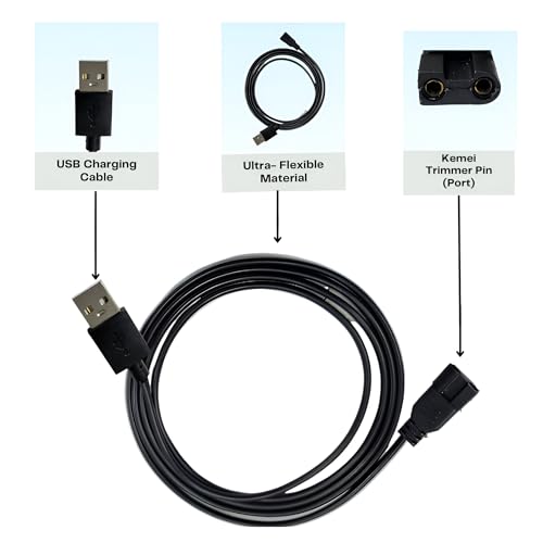 Image of Upix USB Kemei Trimmer Charging Cable 1 Meter (3.2 Feet), Compatible Only for Kemei Trimmer, Shavers, Body Groomers (Match Cable Port Before Ordering, Check Images) (Works with 5V USB Adapter Only)