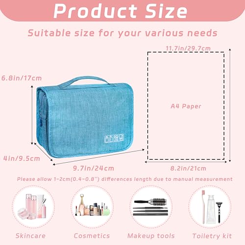 Image of Toiletry Bag Travel Bag with Hanging Hook for Women Men,Sky Blue