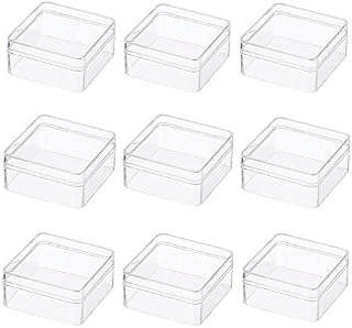BENECREAT 10 Pack 6x6x3cm Square High Transparency Plastic Bead Storage Containers Box Case for Beauty Supplies,Tiny Bead, Jewerlry Findings and Other Small Items