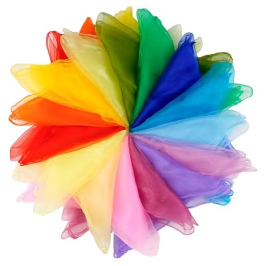 Okxiri Scarves for Kids Play, 24 Inch Juggling Scarves, 15/30/45 Pcs available, Play Scarve for Toddlers, Children, Grandkids, Dance Scarve for Magic Tricks, Performance, Music Class (15 pcs)