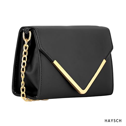 Image of Women Girls V-flap Crossbody Sling Bag with Embellished Gold Chain | Perfect For Party Travel Or Daily Use | Stylish Bag For Women