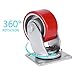 4 Pack 4-inch Heavy Duty Caster Wheels, Red Polyurethane Caster with Swivel Top Plate, 3000lb Total Capacity, for Rack Case, Home Furniture, Industrial Trailer (2 Rigid & 2 Swivel)