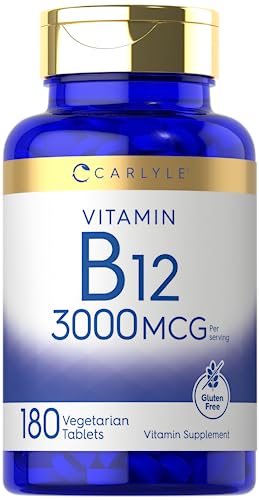 Carlyle B12 Vitamin 3000 mcg | 180 Tablets | Vegetarian Supplement