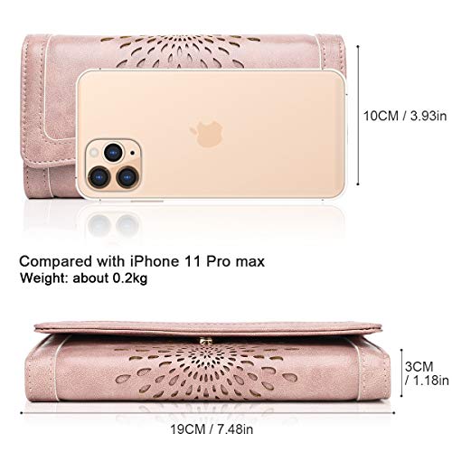 Image of APHISON Ladies Soft Leather RFID Long Wallet Trifold Clutch Purse Credit Card Holder Case for Women With Gift Box