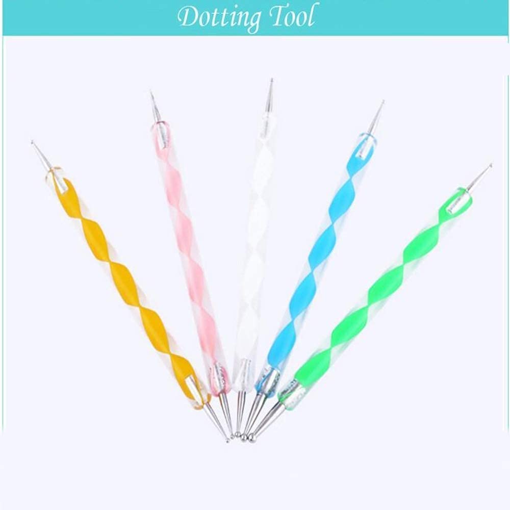 eS³kube 5 Pieces Set of Acrylic Dotting Tools for Nail Art Painting Tools Multi Color Stylus Pens for DIY 3
