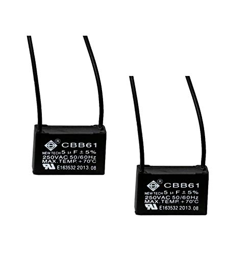 CBB61 5UF 250VAC Ceiling Fan Capacitor for New Tech 50 60HZ 2 Wire (2 pack )
