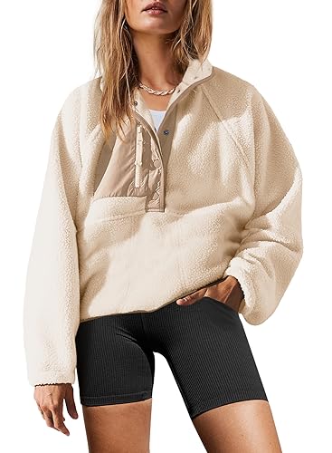 pheetaボリュームスリーブジャケット ReachMe Womens Fleece Jacket Cropped Sherpa Jackets Button Down