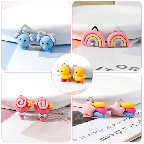Image of Kids Clip On Earrings for Girls 20 /30 /40 Pairs Hypoallergenic Clip on Earrings for Kids Cute Animal Earrings for Little Girls Jewelry Set Party Favor Gift