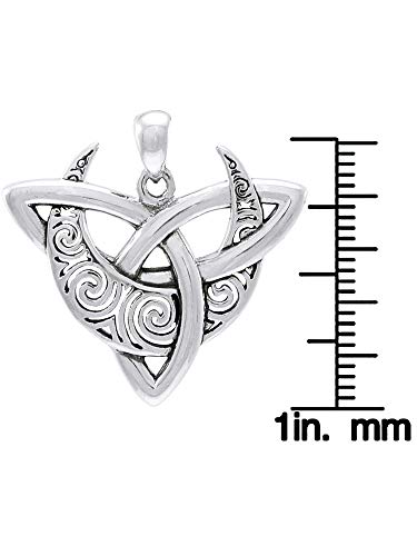 Celtic Triquetra Moon Goddess Trinity Knot Sterling Silver Pendant Necklace 18"2